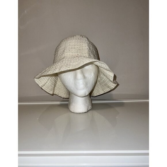 ROXY Adult Ivory Ribbon Tiered Stitched Bucket Hat One Size Y2K - Picture 1 of 10